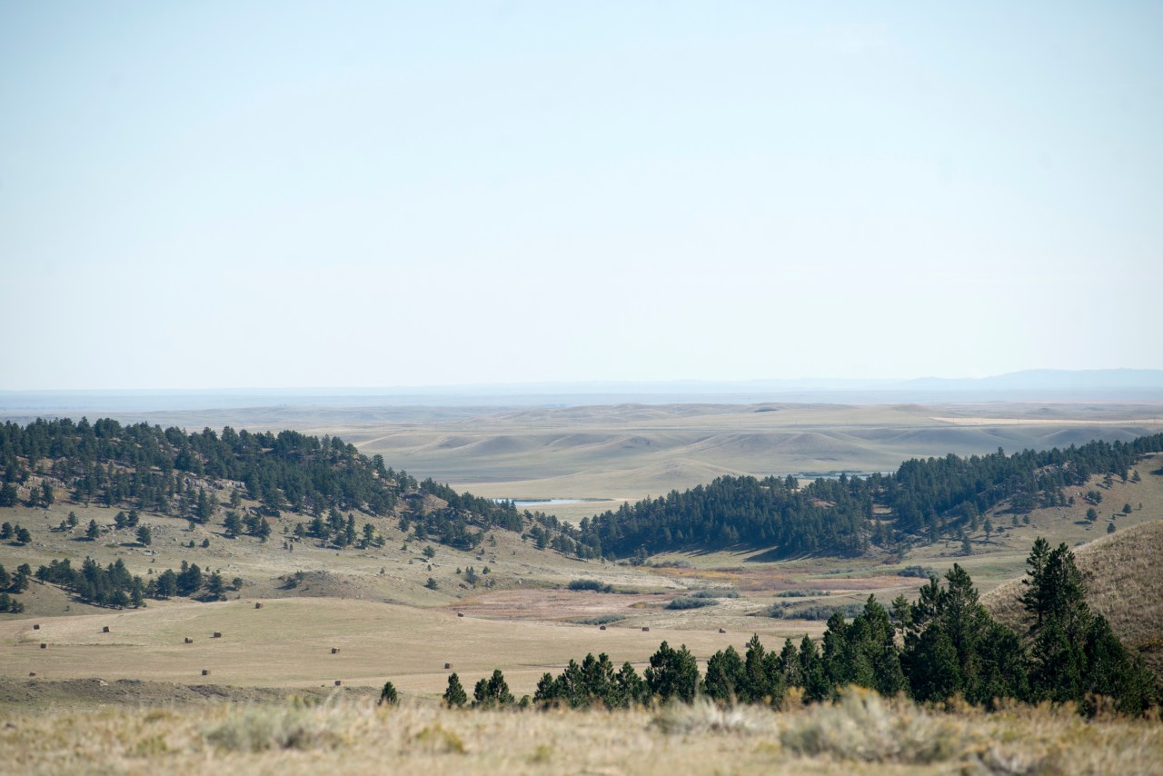 The rolling hills and sparse landscape of central Montana, seen from Dave Crasco's property.