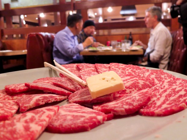 Ribeye service platter as served at Dong Il Jang.