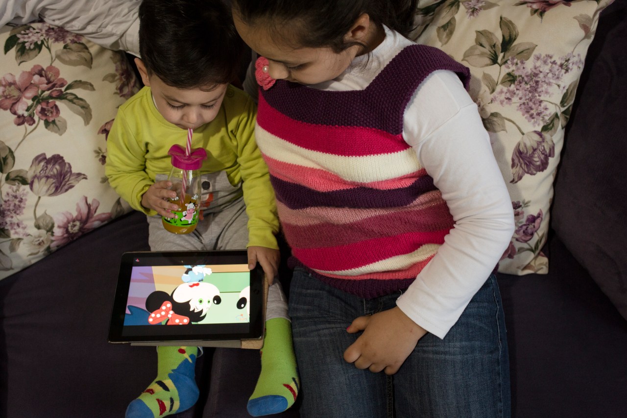 Mamo's children, Taim and Sana, at home in Istanbul.