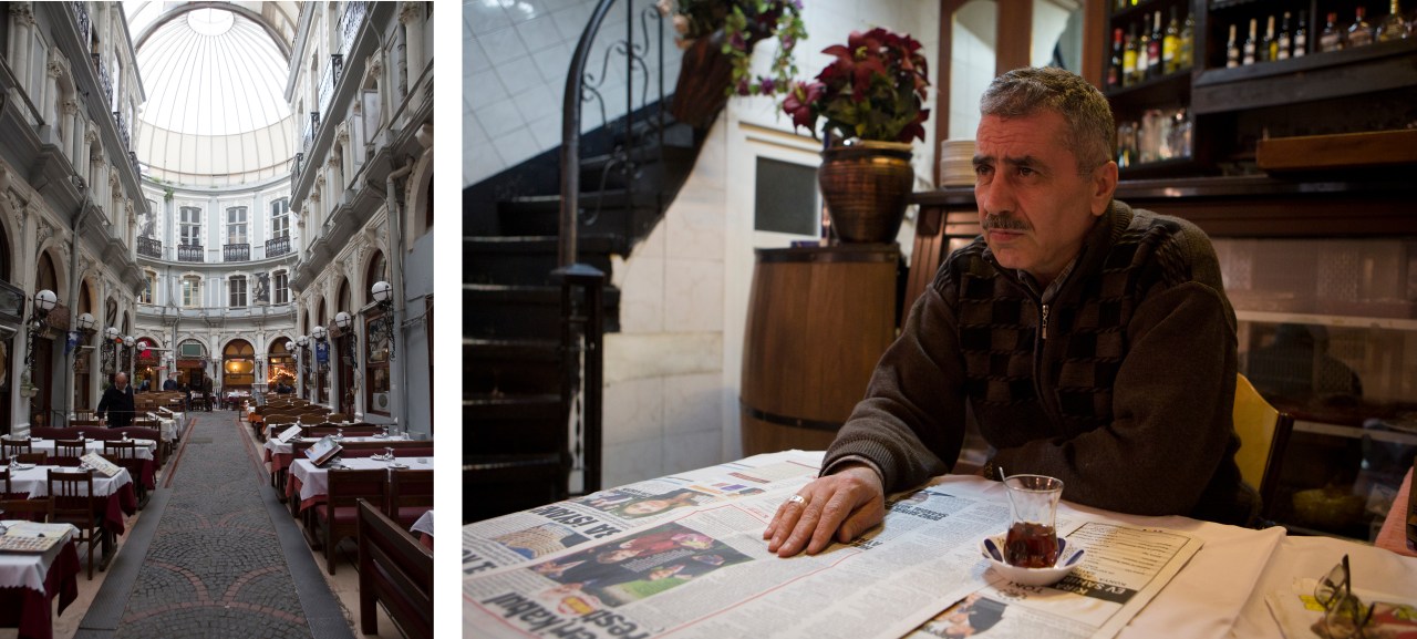 Mustafa Topuz at Cinar Restaurant, in Istanbul's Flower Passage.