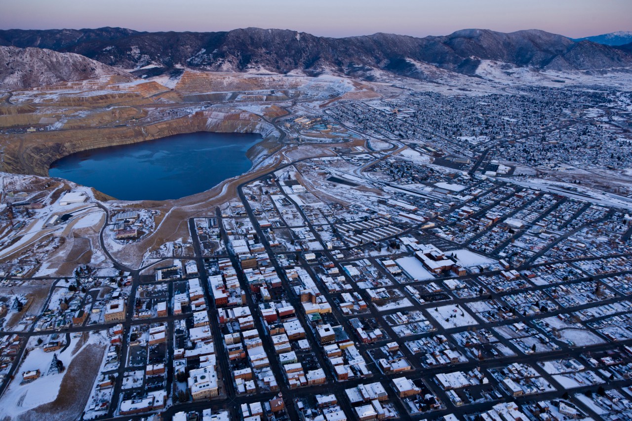 Berkeley Pit, a former open pit copper mine filled with toxic water. (Getty Images/Michael Melford)