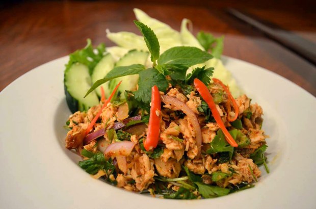 Salmon larb. (Photo courtesy of Lotus of Siam Facebook page)