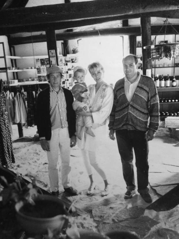 My mother, father (right) and their friend Jim (left) opened a store on Bornholm where they sold vintage wood stoves, garments, jewelry, and wine.