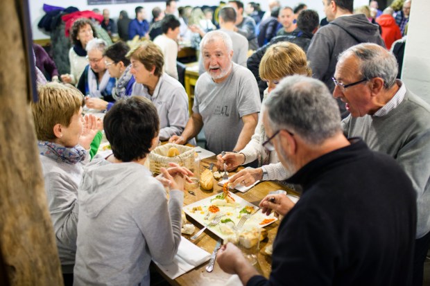 Guests sharing food at Zapiain.