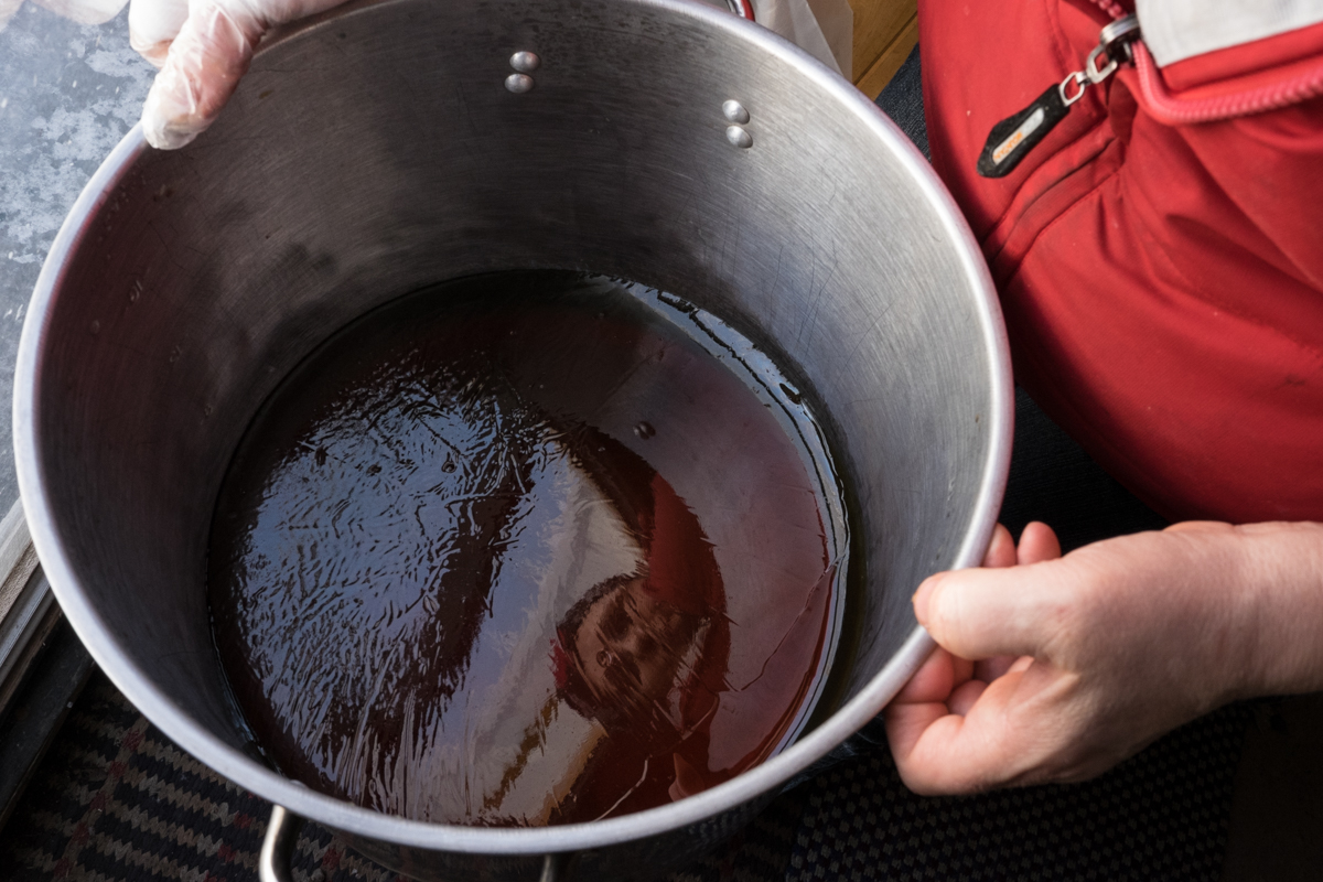 The boiling process is what gives syrup its distinct golden color.