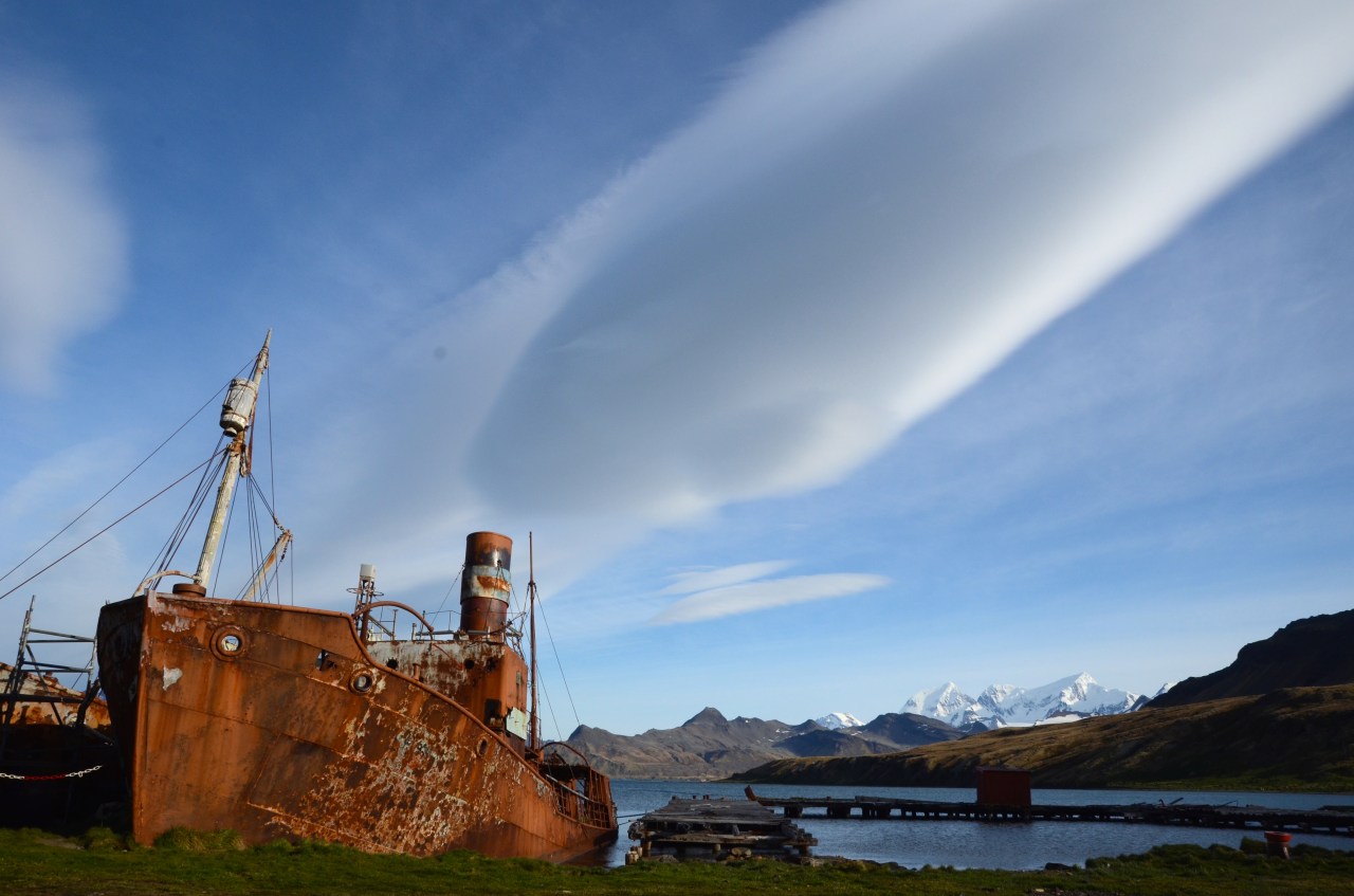 A former whale catcher on Grytviken, South Georgia.