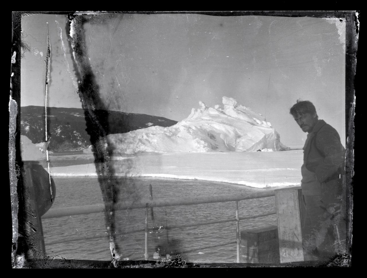 Alexander Stevens on the deck of the Aurora, McMurdo Sound, Antarctica. (Photo courtesy of Antarctic Heritage Trust, www.nzaht.org)