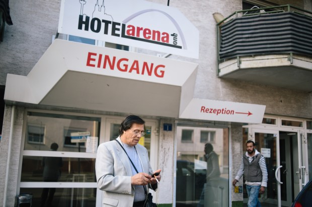 Zoran Janković stands in front of the hotel where his granddaughter is celebrating her birthday.