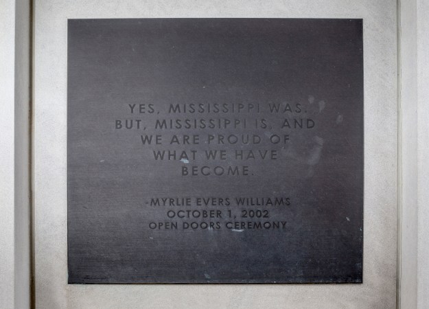 Plaques with historical quotes at the University of Mississippi.