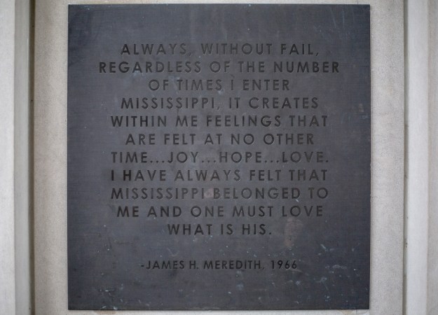 Plaques with historical quotes at the University of Mississippi.