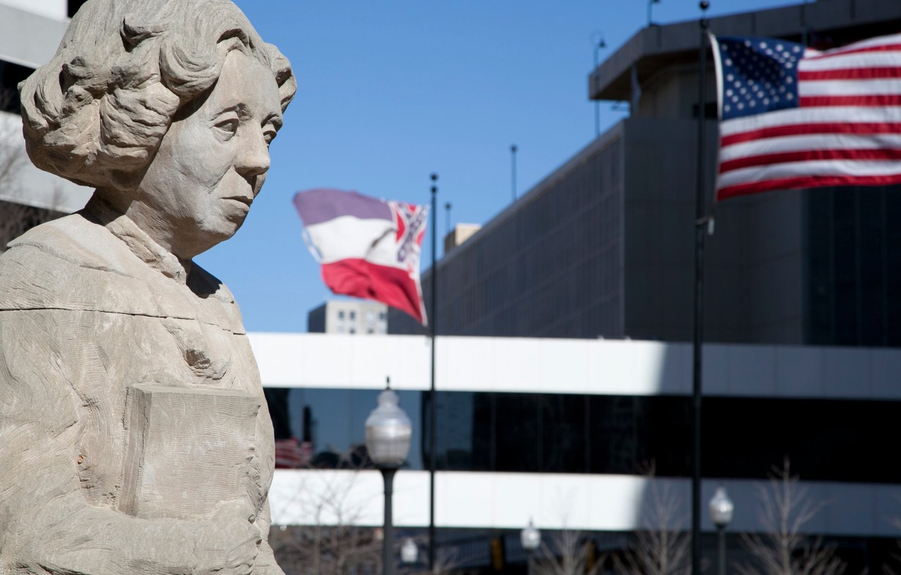 Eudora Welty statue in downtown Jackson.