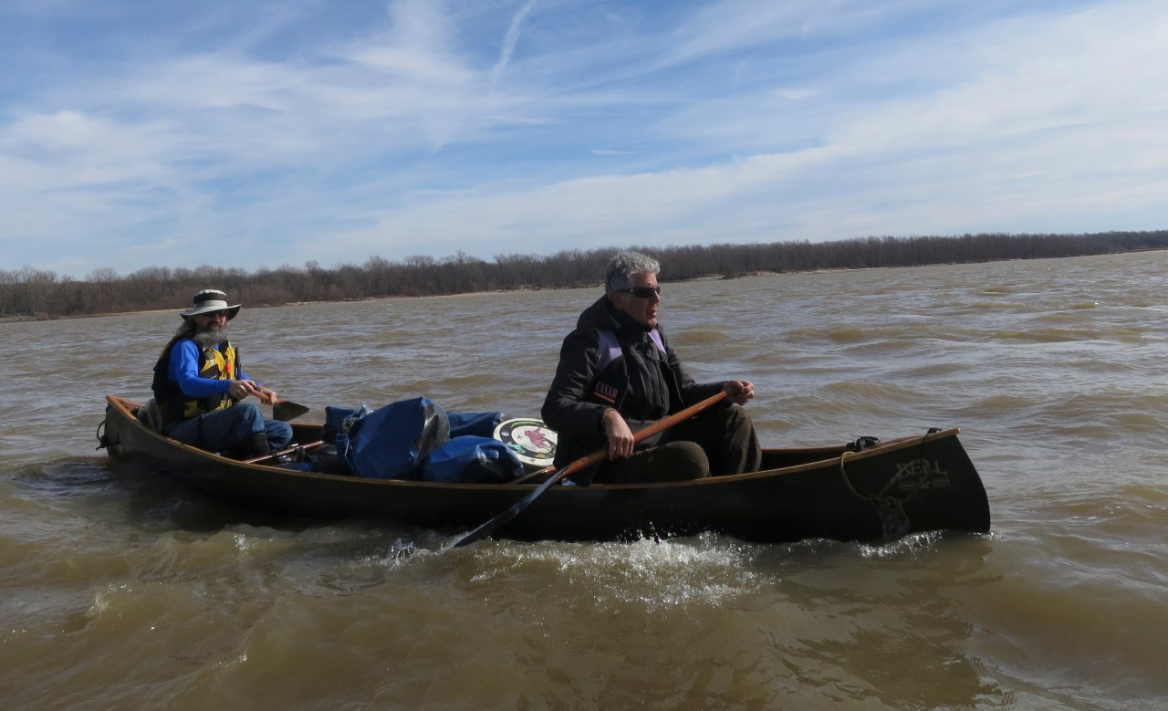 Bourdain with John Ruskey of the Quapaw Canoe Company.