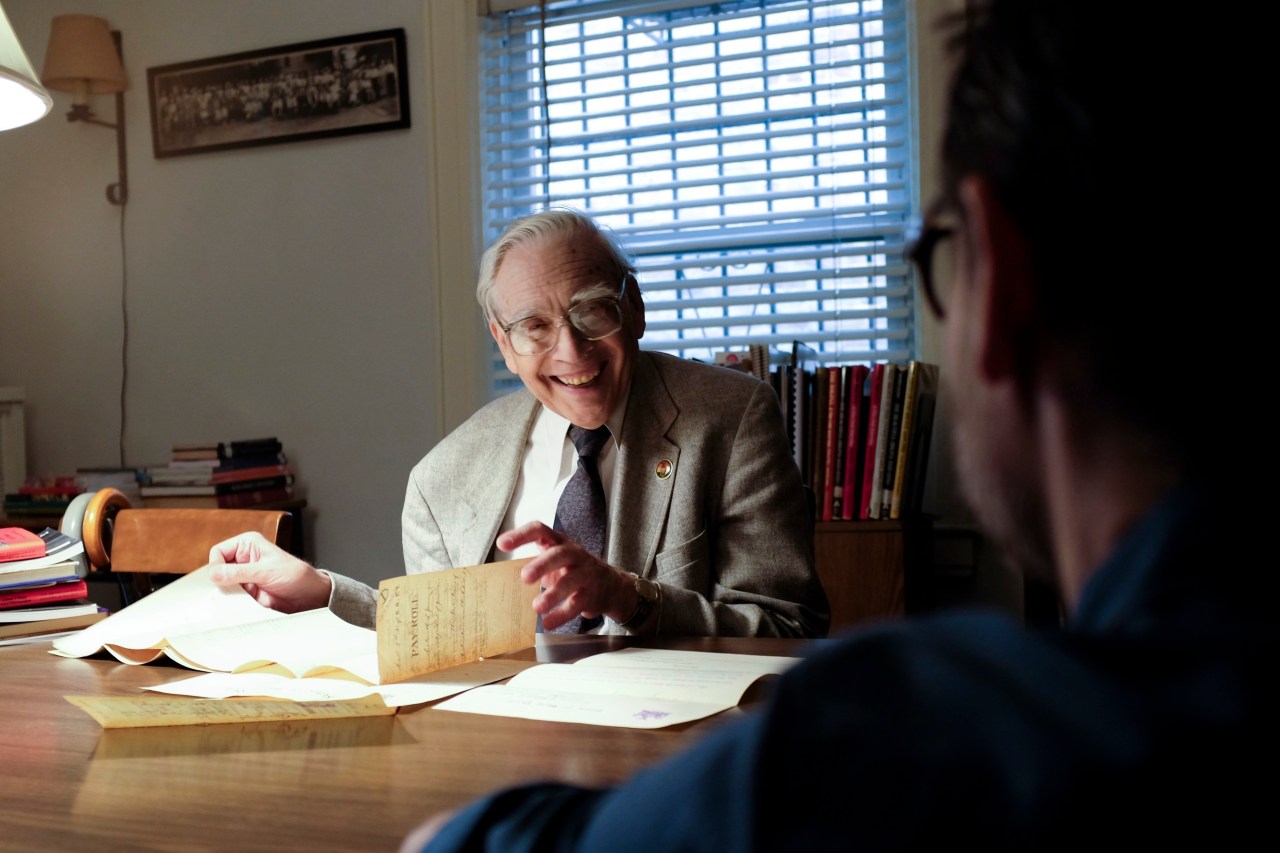 The historian, Lloyd Ultan, at his desk.