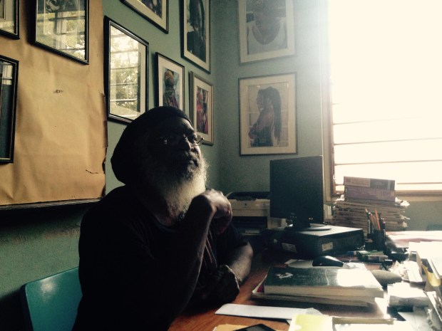 Clinton Hutton in his office at the University of West Indies. (Photo by Saxon Baird)