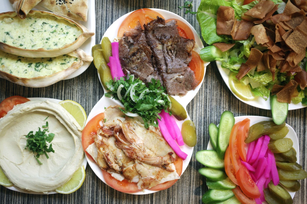 A table filled with Syrian cuisine at Abo Waseem.