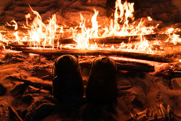 1. The Mississippian people considered smoke to be a connection between the human and spiritual planes, a belief echoed by Ruskey’s smudge ceremonies. / 2. The expedition is fueled by “cowboy coffee,” with the water drawn from the river and thoroughly boiled over driftwood.