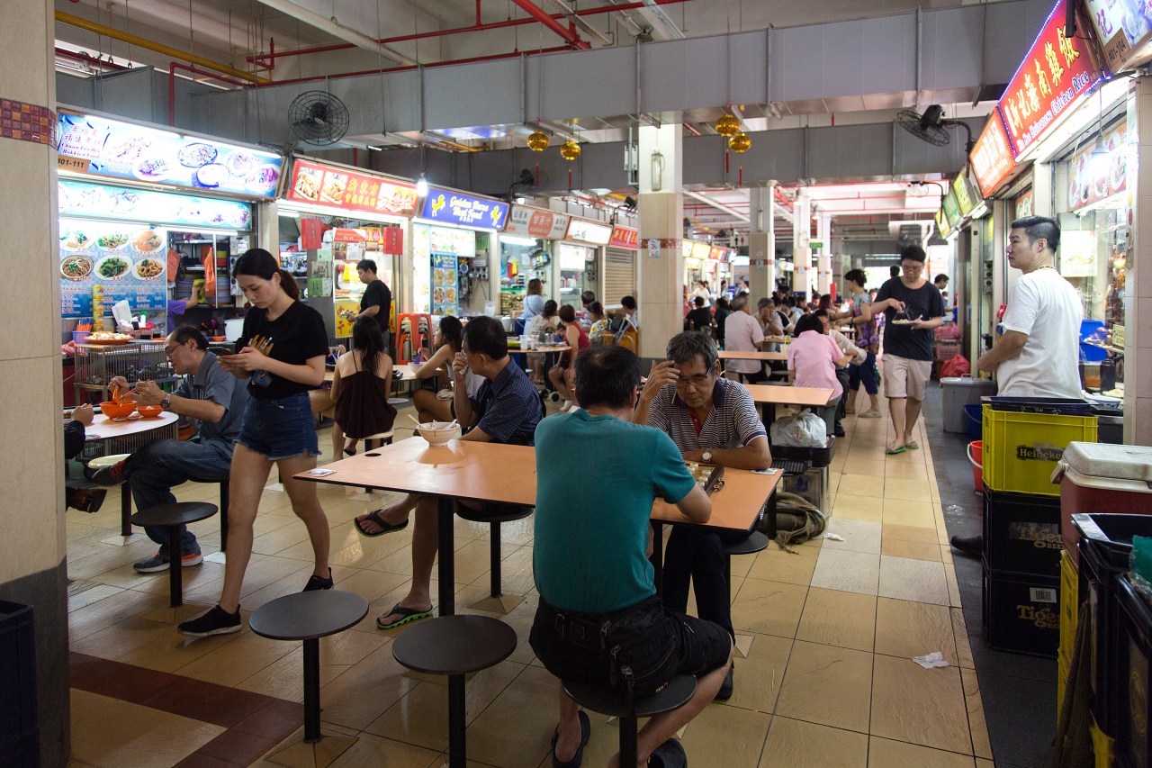 Customers at Old Airport Road Food Centre.