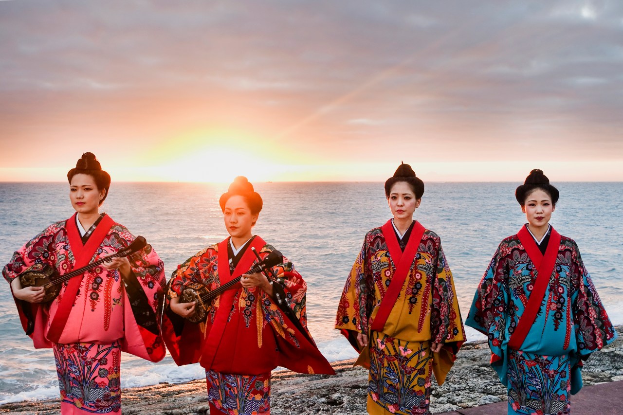 A performance by Nēnēs on a beach in Naha, Okinawa.