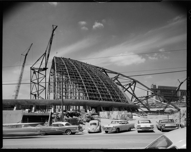 Construction of The Civic Arena in Pittsburgh's Lower Hill District c. 1960-1961. (Photos by Charles "Teenie" Harris/Carnegie Museum of Art via Getty Images)