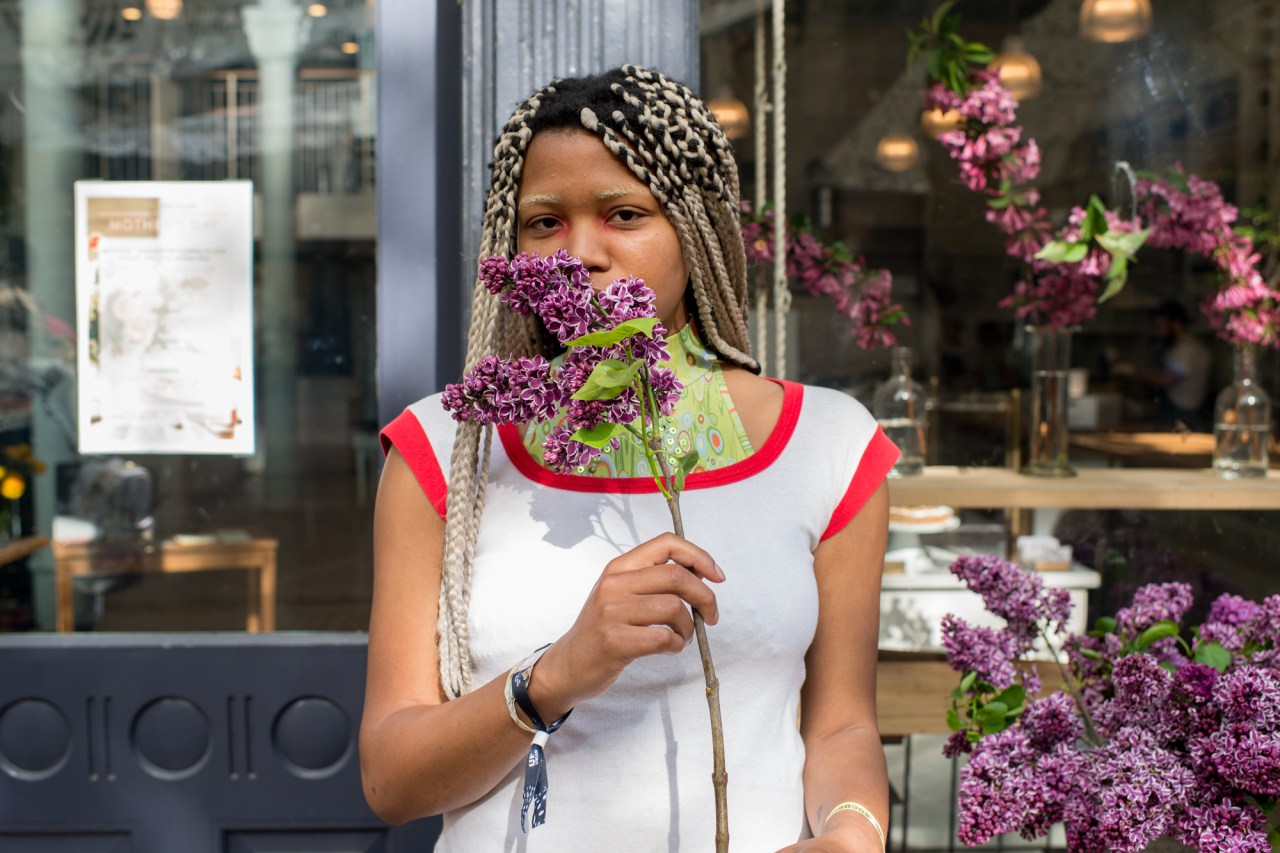 Christy Karefa-Johnson, aka DoNormaal, poses for a portrait during the Upstream Music Festival in Pioneer Square.