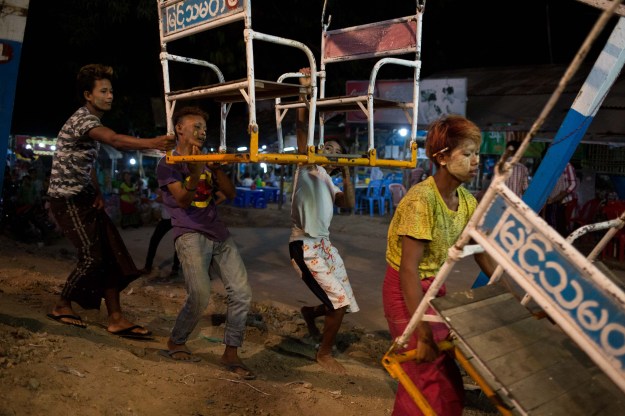 Workers travel the country, setting up tents next to their operation sites, until the rainy season, when they usually go home to their family or find other temporary jobs.