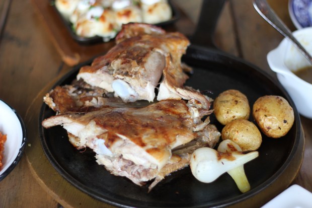 Cabrito al pastor at La Embajada, Monterrey, Nuevo Leon. (Photo by Bill Esparza)