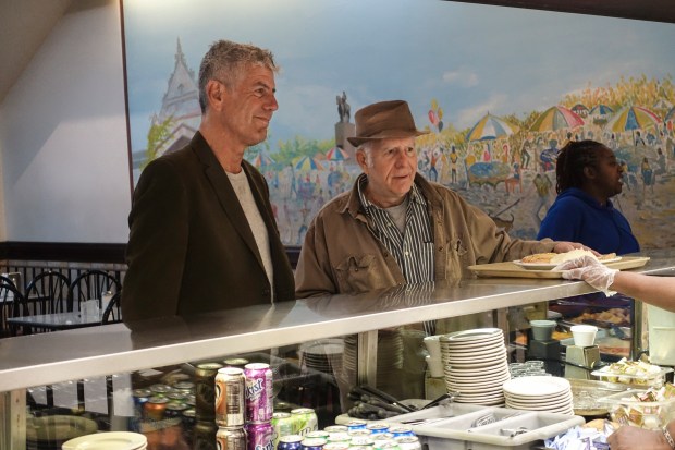 Bourdain and Bruce Cameron Elliott in Chicago.