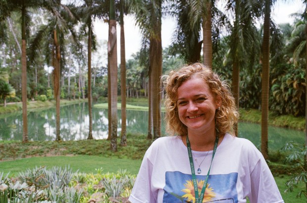 Leticia Aguilar, Botanical Garden and Natural Environment Manager, in front of the spot where Inhotim first began.