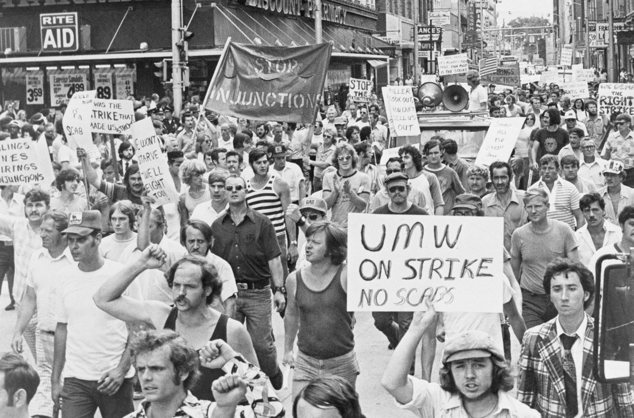 United Mine Workers of America members demonstrate in Charleston in 1976. Photo by Bettmann via Getty Images