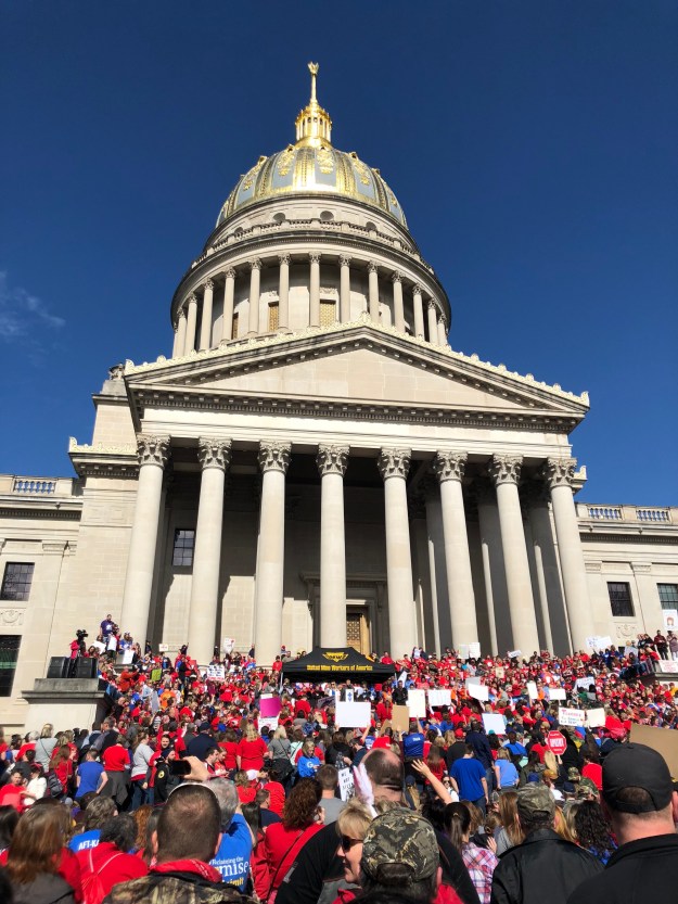 Scenes from the teachers protest in Charleston in February.