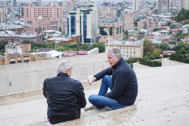 Tony and Giragosian talking in Yereven. Photo by Josh Ferrell.