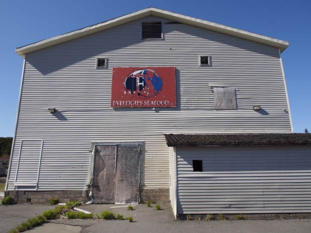 An abandoned crab processing plant.