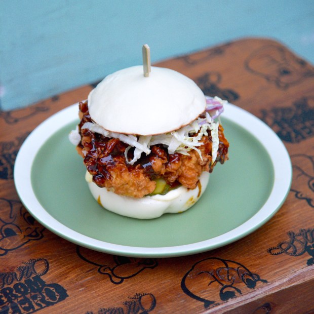 Szechuan fried chicken bao.