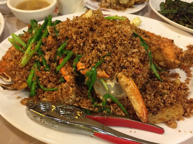 Under Bridge Spicy Crab's fried garlic signature crab.  Photo by William S. via Yelp.