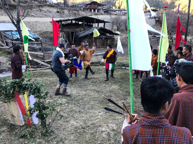 Filming during the archery competition.