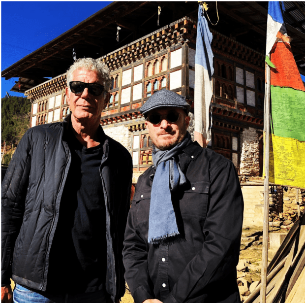 Bourdain and Aronofsky in Bhutan. Photo by Tom Vitale.
