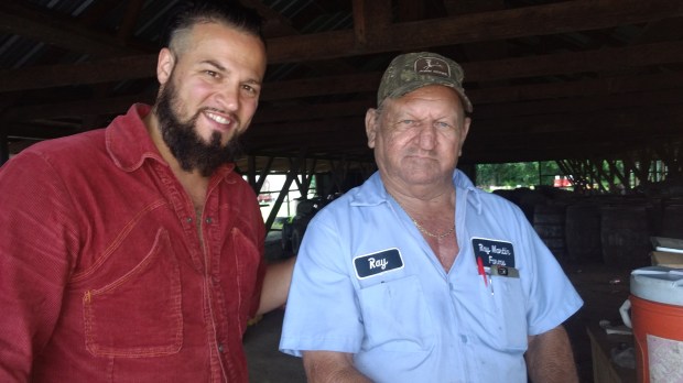 Author Justin Fornal and perique farmer Ray Martin. Photo by Antoinette Harrell.