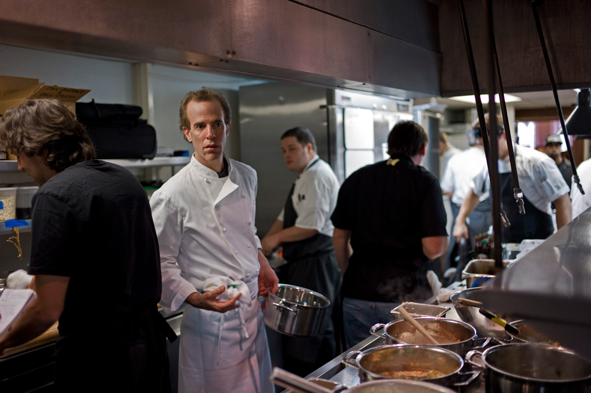 Dan Barber, center, and Ben Shewry, left, finally take the kitchen.