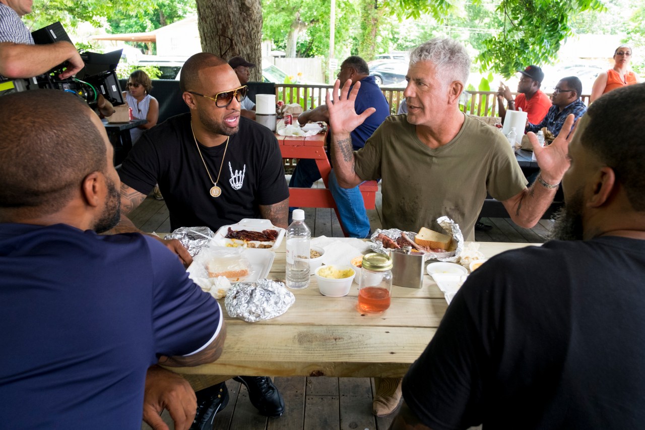 Bourdain and Slim Thug eat lunch in Houston. Photo by David Scott Holloway.