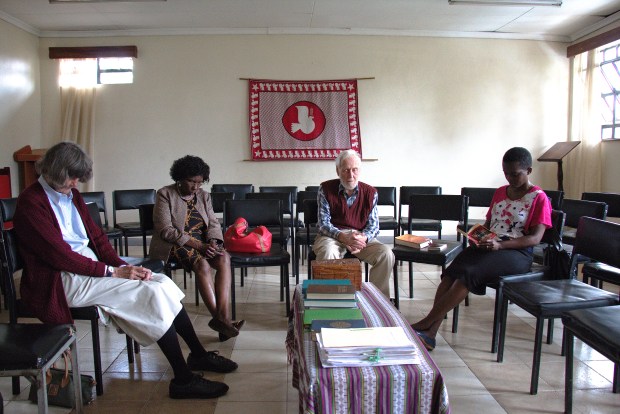 Silent prayer during the unprogrammed meeting at the Friends International Centre.