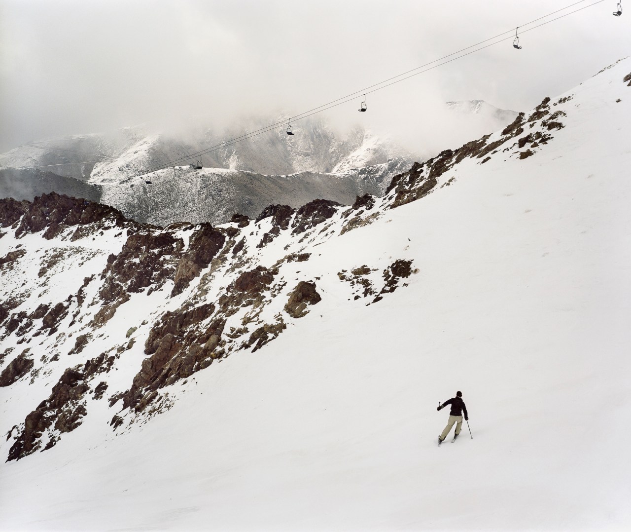 A skier descends Jebel Oukaimeden.