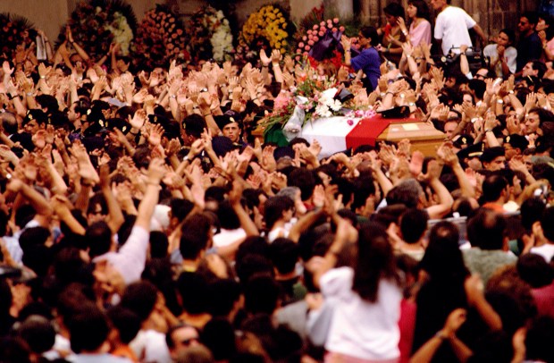 The funeral of Italian judge Paolo Borsellino and his police escort in Palermo. Photo by Franco Origlia via Getty Images.