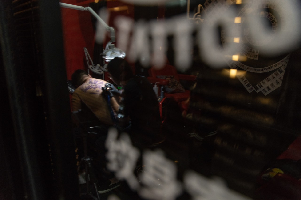 Outside Tattoo Space in Shanghai.